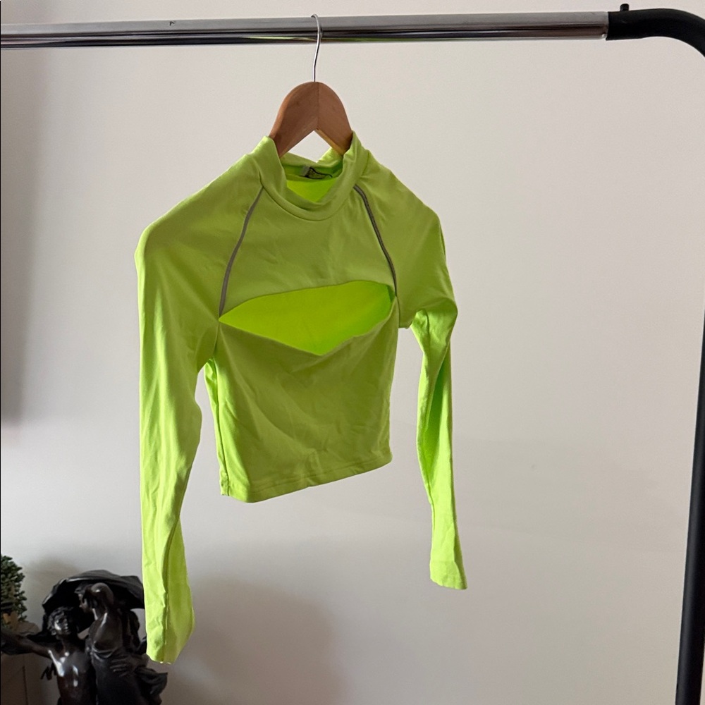 Oh Polly Neon Green Cut-Out Crop Top